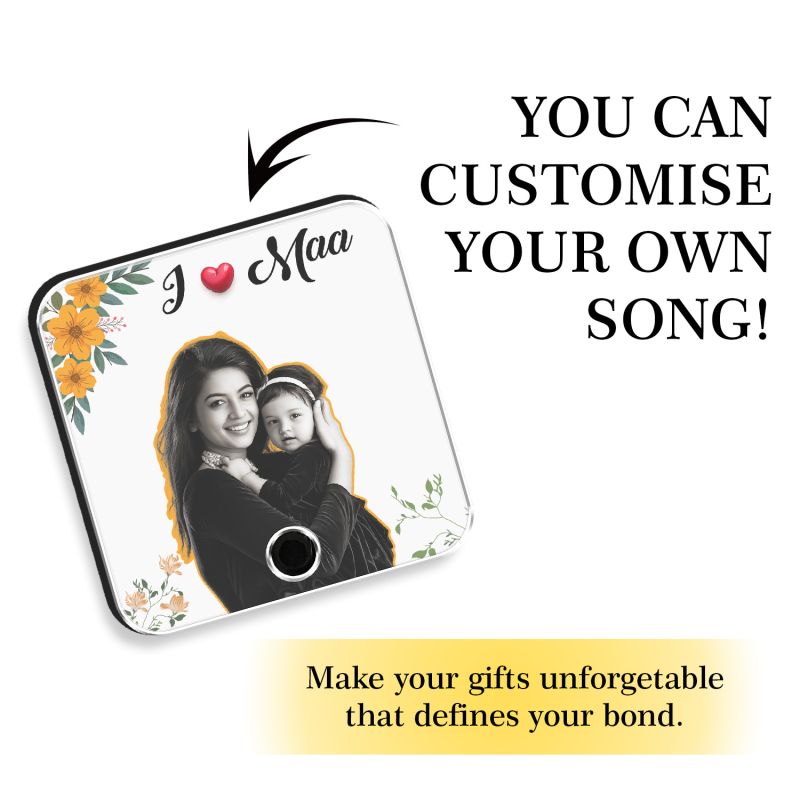 I Love Maa Musical Fridge Magnet (Custom Photo & Song)